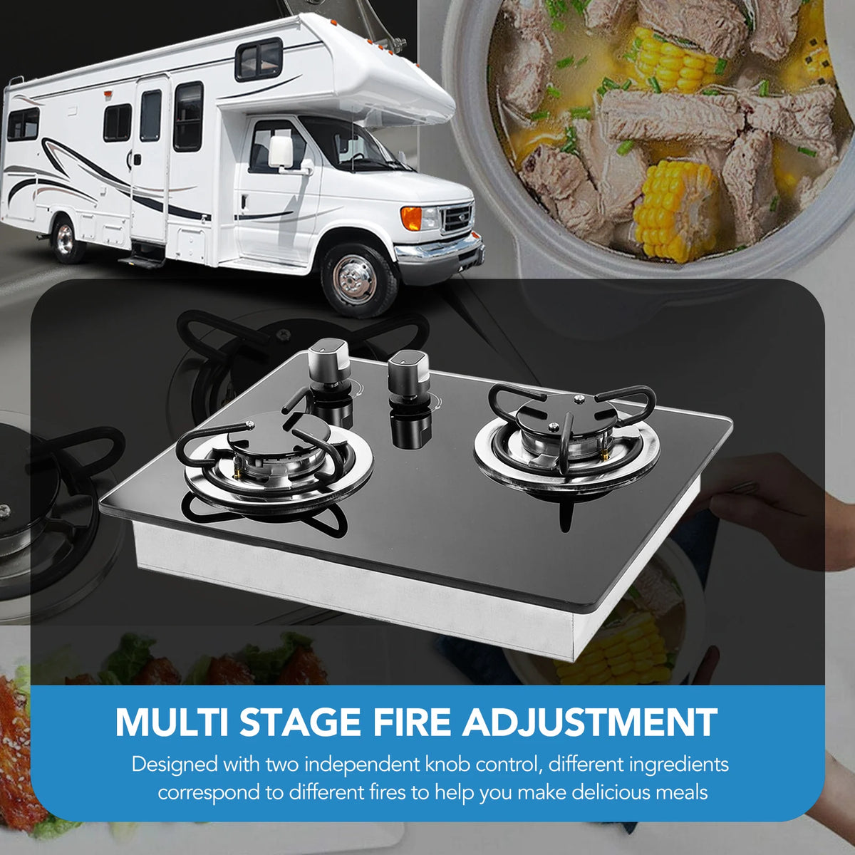 Rv Gas Stove Burners 8kw Power Tempered Glass