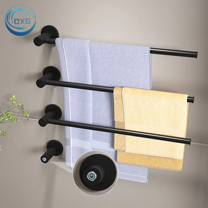 Oxg Black Bathroom Electric Bath Towel Rack Electric