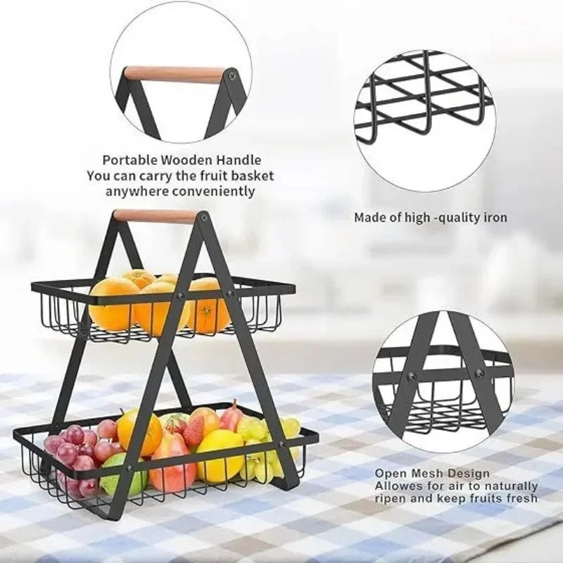 2/3 Tiers Countertop Fruit Basket Fruit Bowle Basket