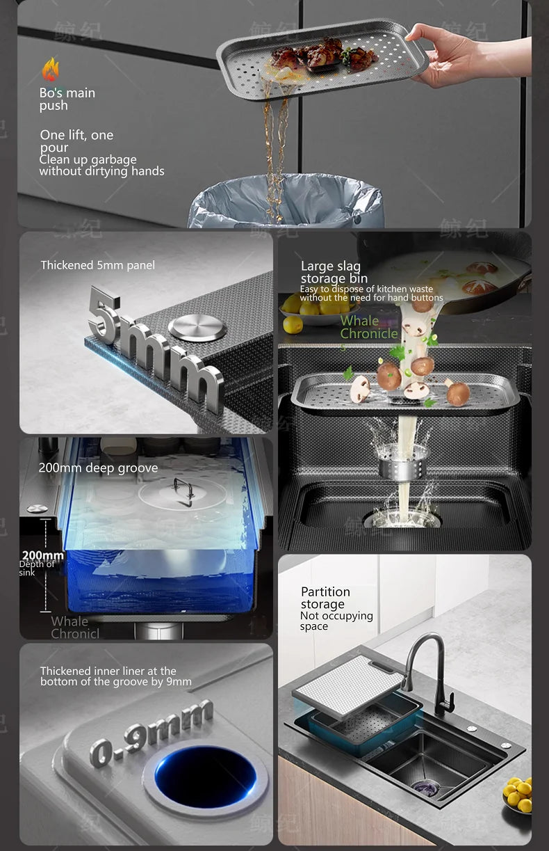 Stainless Steel Sink Gray Large Slot Wash Vegetables
