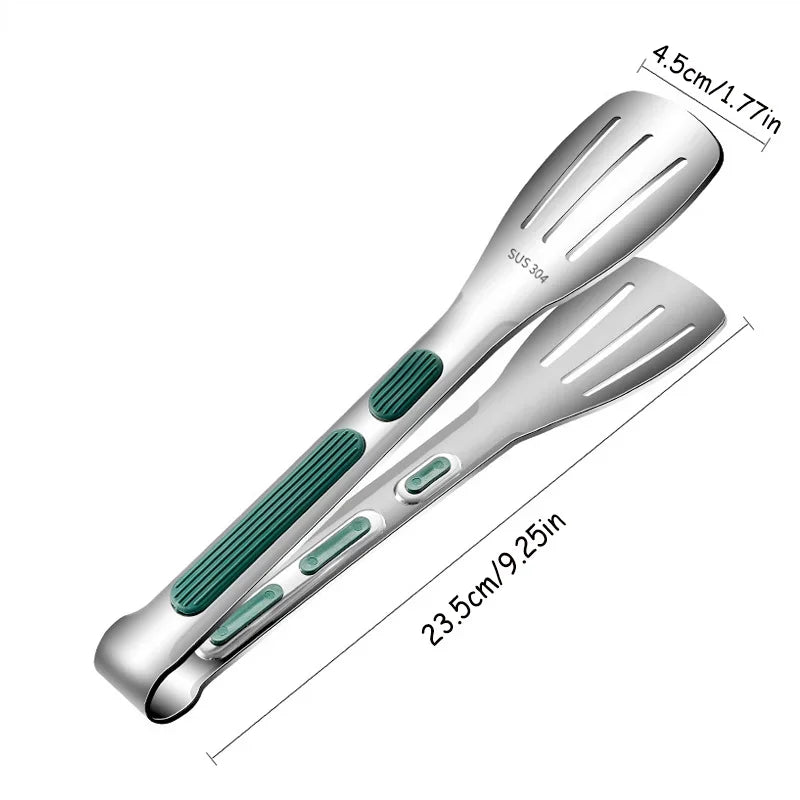 1pc Non Slip Stainless Steel Food Tongs Meat
