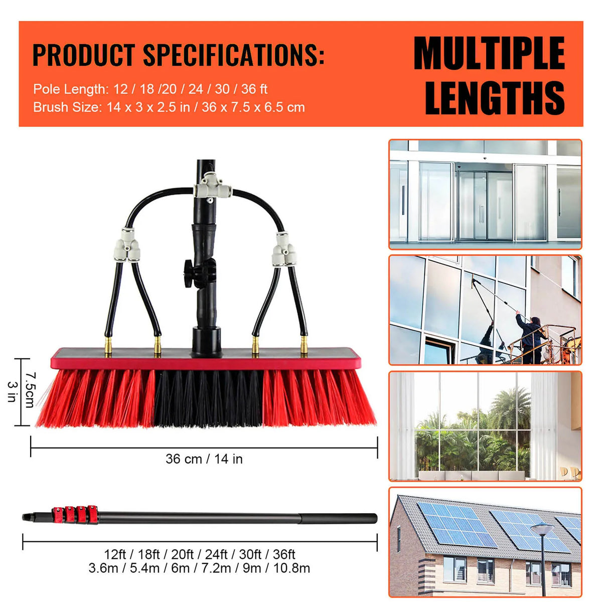 Water Fed Telescopic Pole Telesbrush Window Solar Photovoltaic