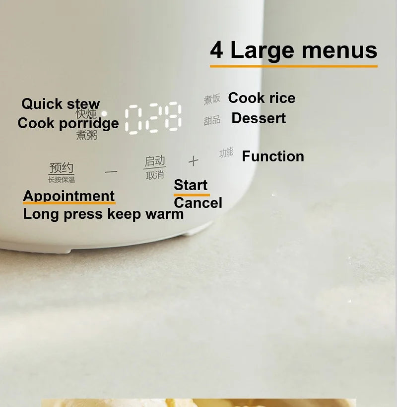600ml Rice Cooker Multi-Function Ceramic Non-Stick Fast Electric