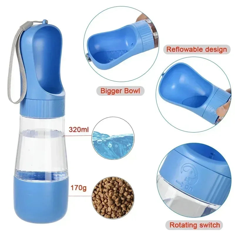 320ml Dog Water Bottle Food Container Travel In