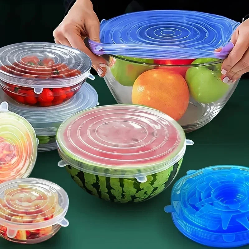 6pcs/Set Silicone Stretch Lids Reusable Durable Food Storage
