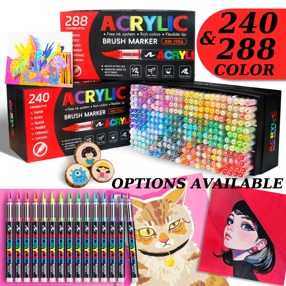 120/168/240/288 Colors Art Markers Large Color Systems Soft
