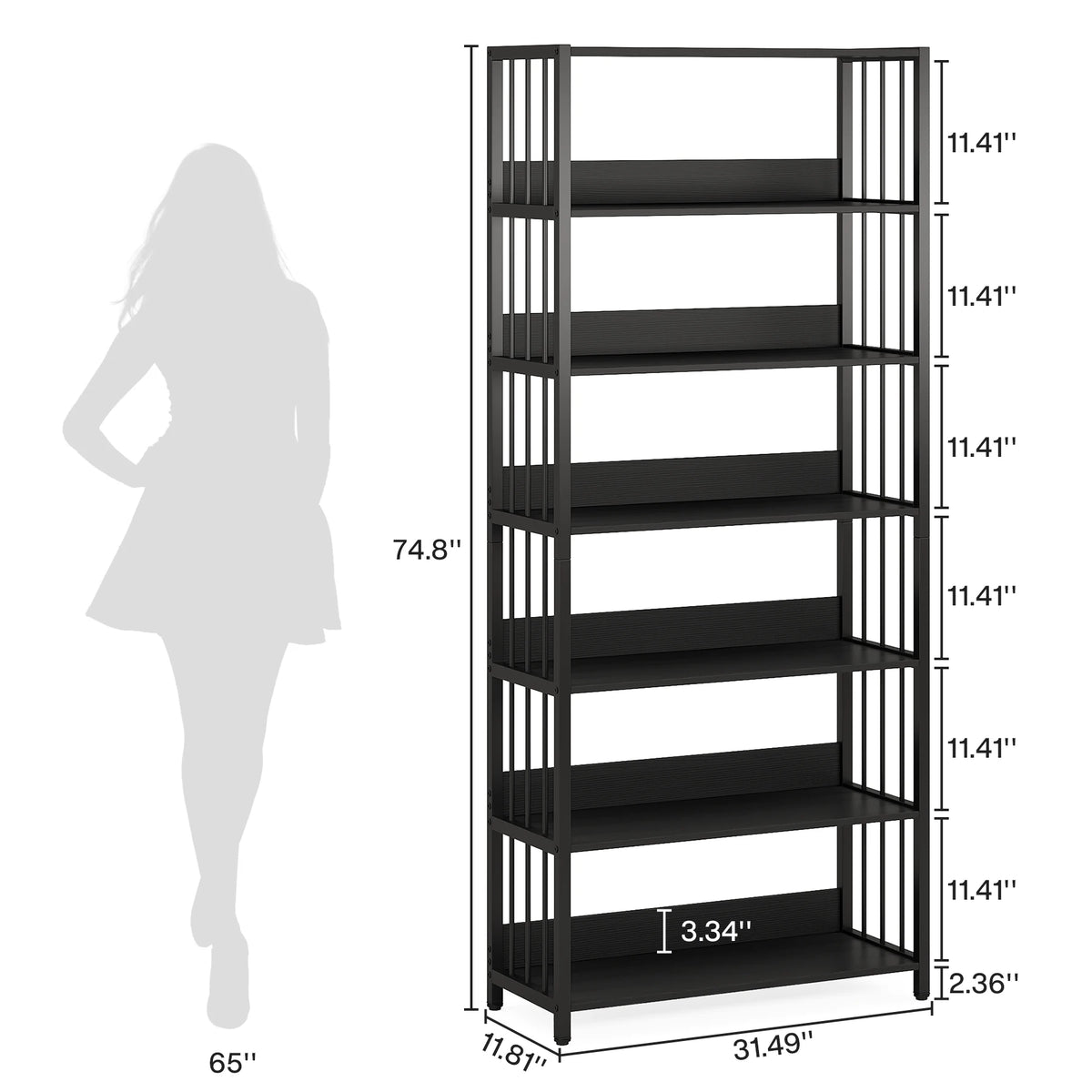 Tribesigns Bookshelf Storage Rack Standing Shelf Tier Industrial