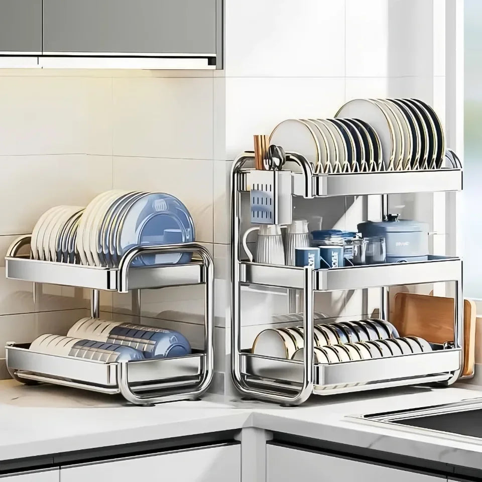 Dish Drying Rack Rustproof Big-Capacity Bowl Storage Shelf