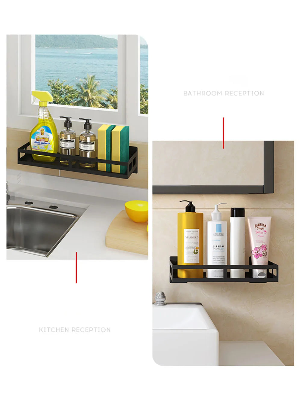 Bathroom Organizer Wall Mount Bracket Holder Wall Storage
