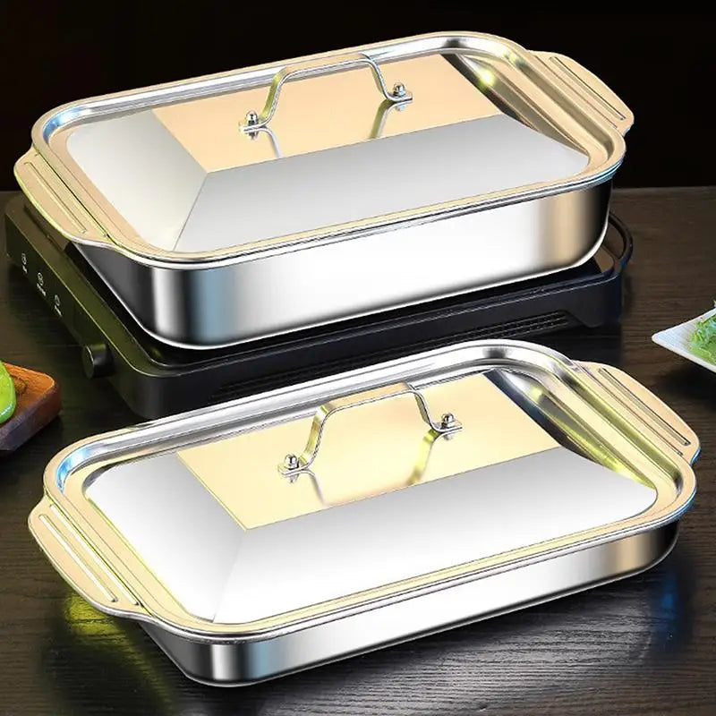 Stainless Steel Baking Pan Lids Deep Dish Fish/Pasta/Grilling