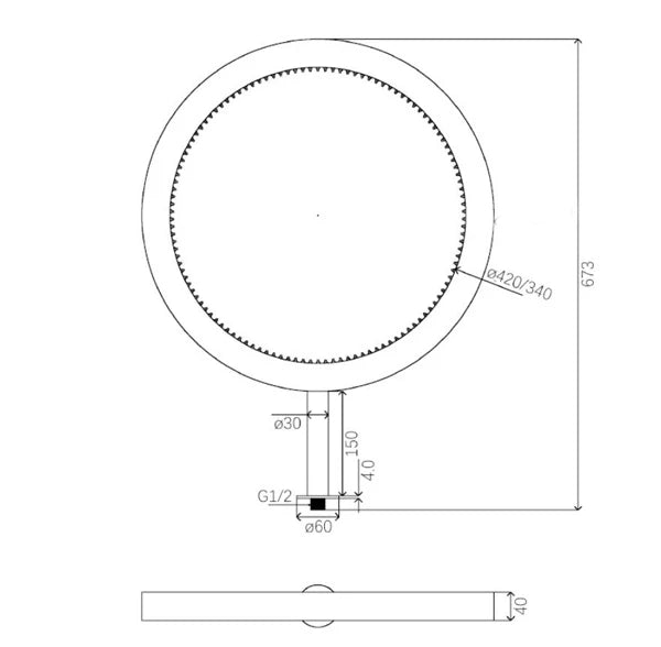 16 Inch Bathroom Wall Mounted Shower Head Rainfall