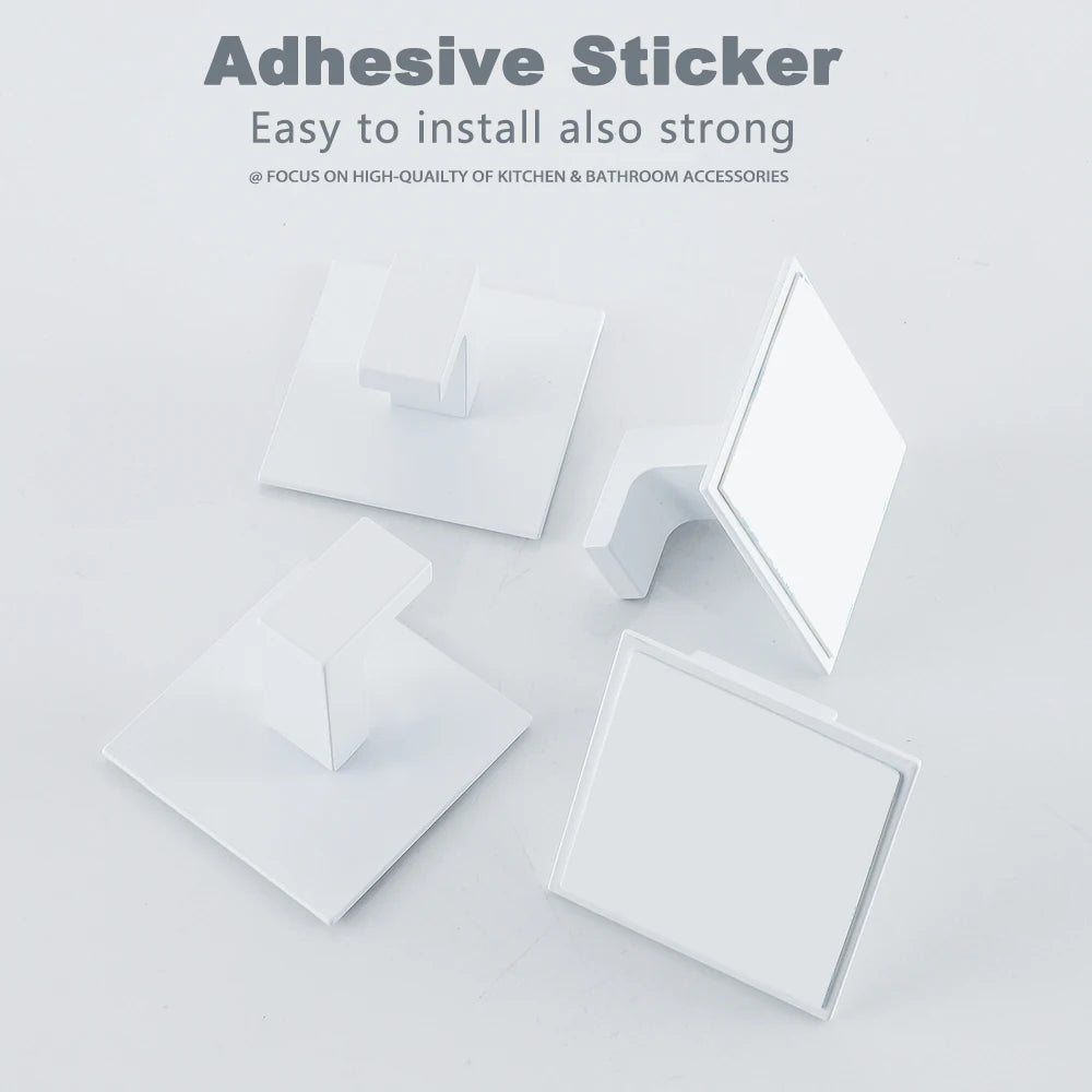White Wall Hook Adhesive Towel Holder No Drill