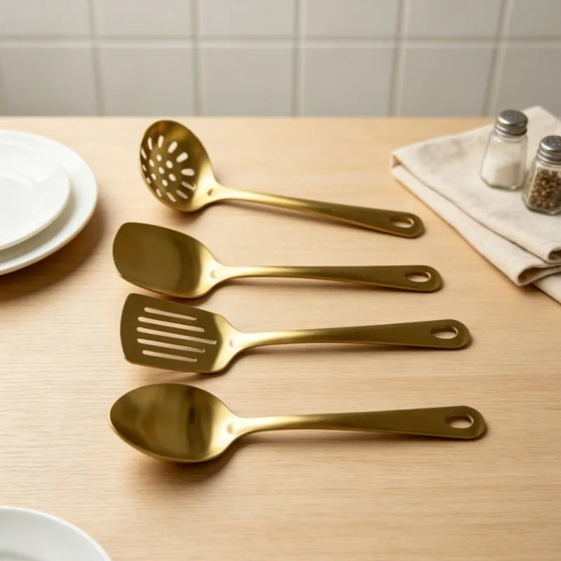 Gold Utensils Stainless Steel Cooking Cooking Spatula Slotted
