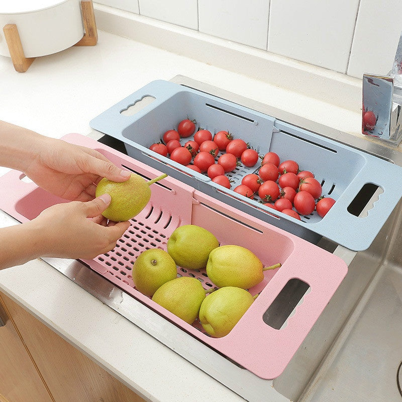 Adjustable Dish Drainer Sink Drain Basket Washing Vegetable