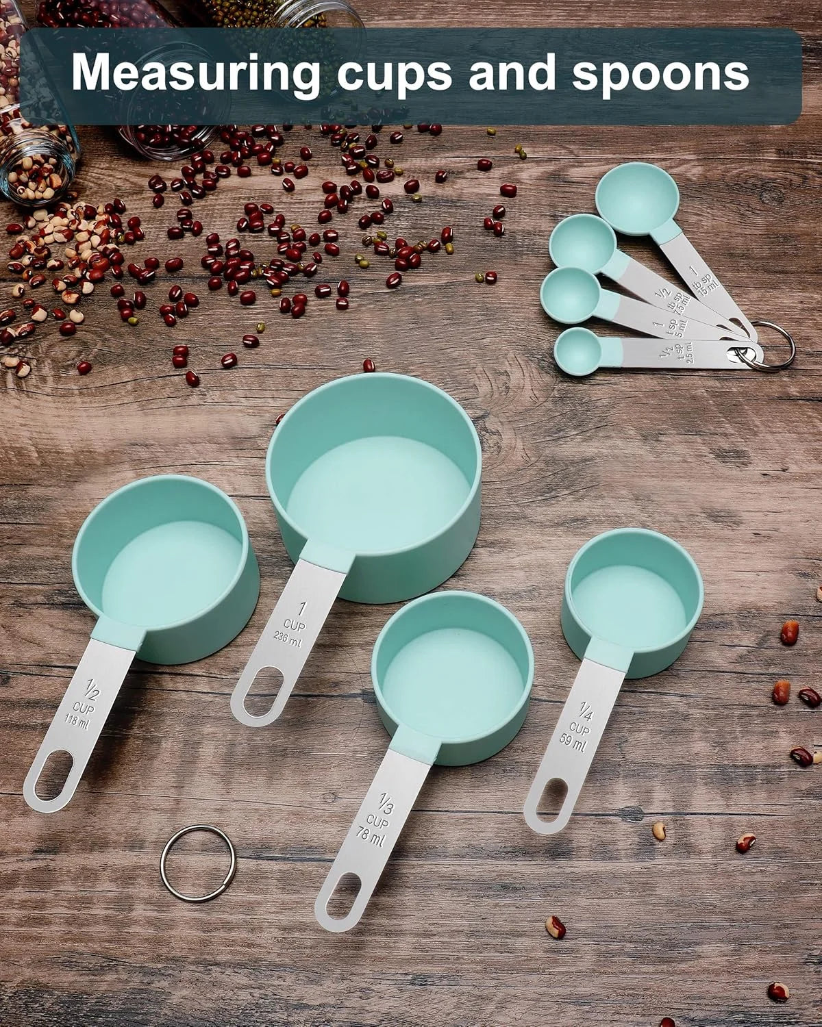 8pcs Measuring Cups & Spoons Stackable Nesting Measure