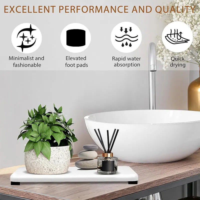4pcs Water Absorbing Bathroom Sink Vanity Trays Diatomite