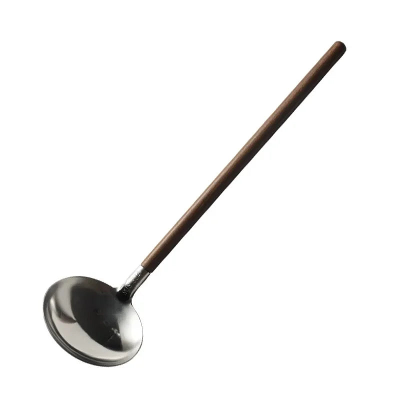 Japanese Wooden Handle Soup Spoon 304 Stainless Steel