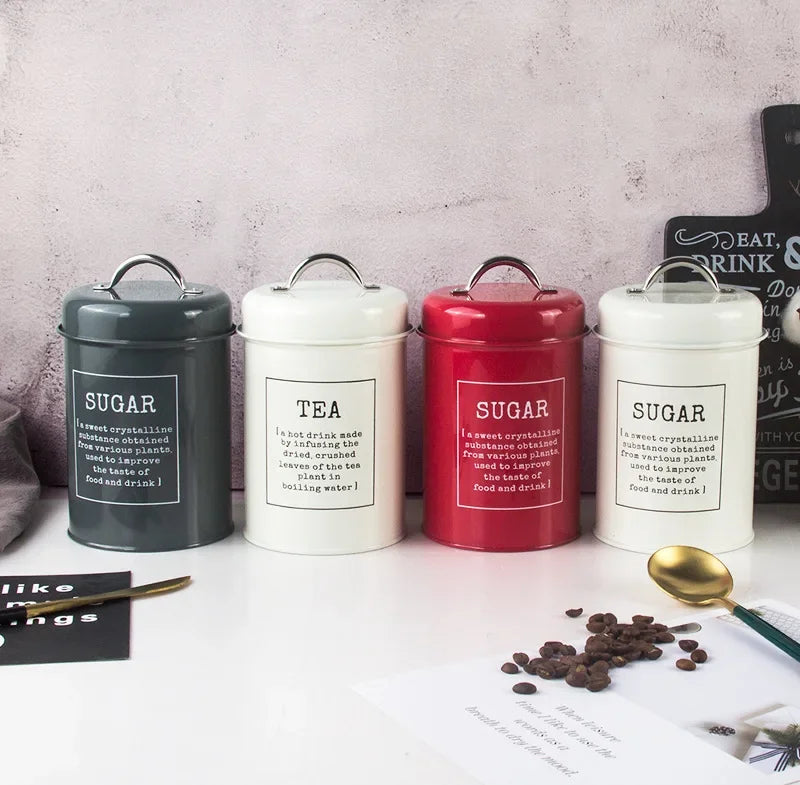 Canisters Coffee Tea Sugar Flour Metal Tin Jars