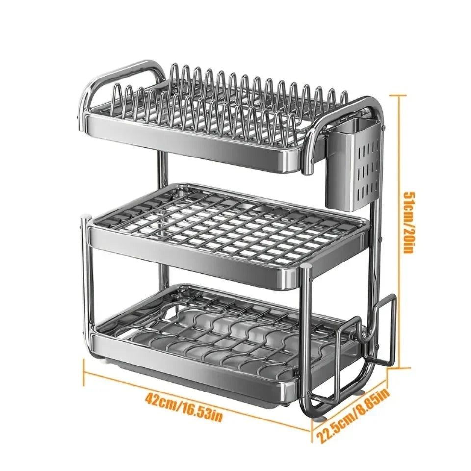Dish Drying Rack Rustproof Big-Capacity Bowl Storage Shelf