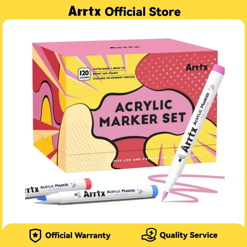 Arrtx Acrylic Markers 120 Colors Brush Tip Paint