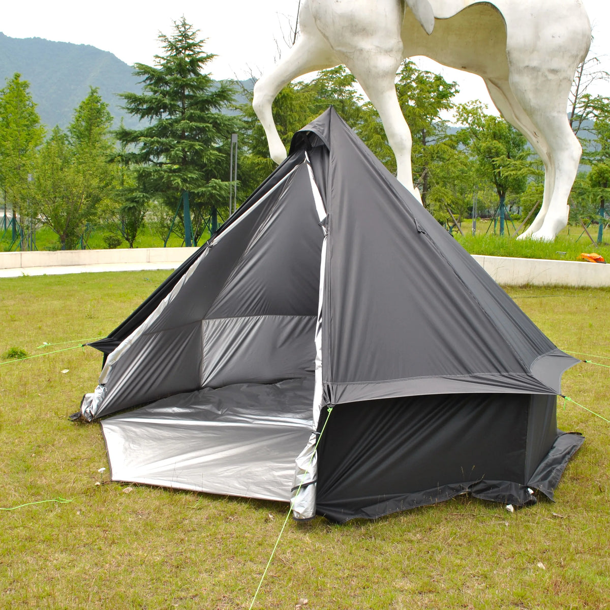 Person Large Pyramid Tent Four Seasons Camping Chimney