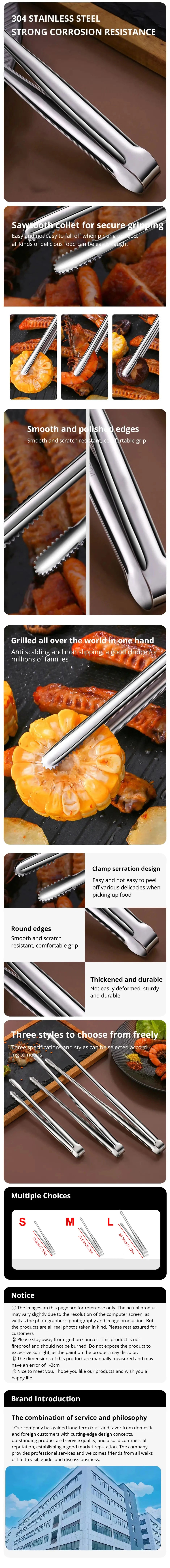 1pc 304 Stainless Steel Barbecue Clip Grill Tongs