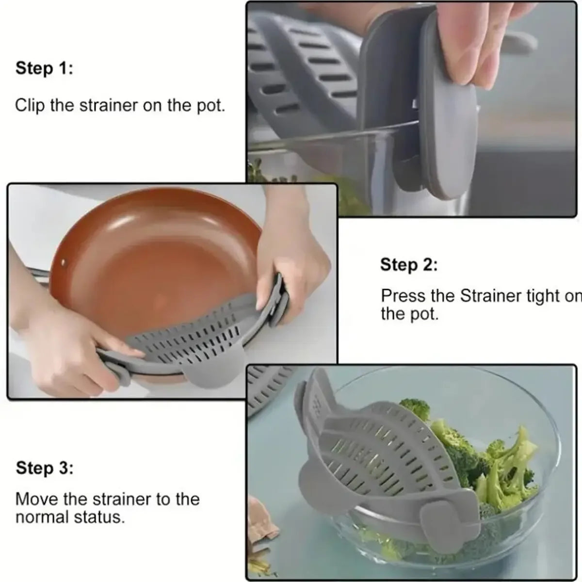 1pc Adjustable Silicone Clip On Strainer Pots Pot