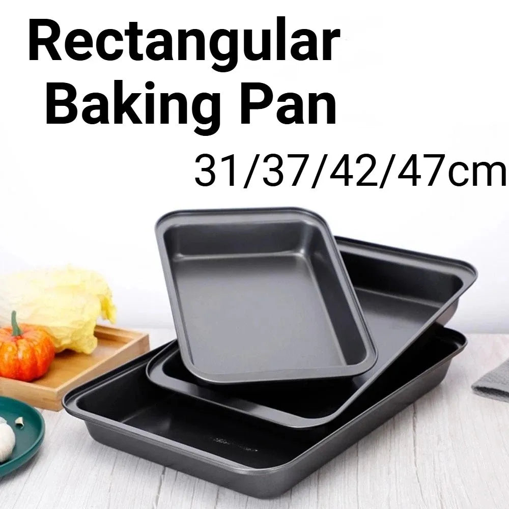 Non-Stick Rectangular Baking Pan 31/37/42/47cm Deep/Shalow Plate