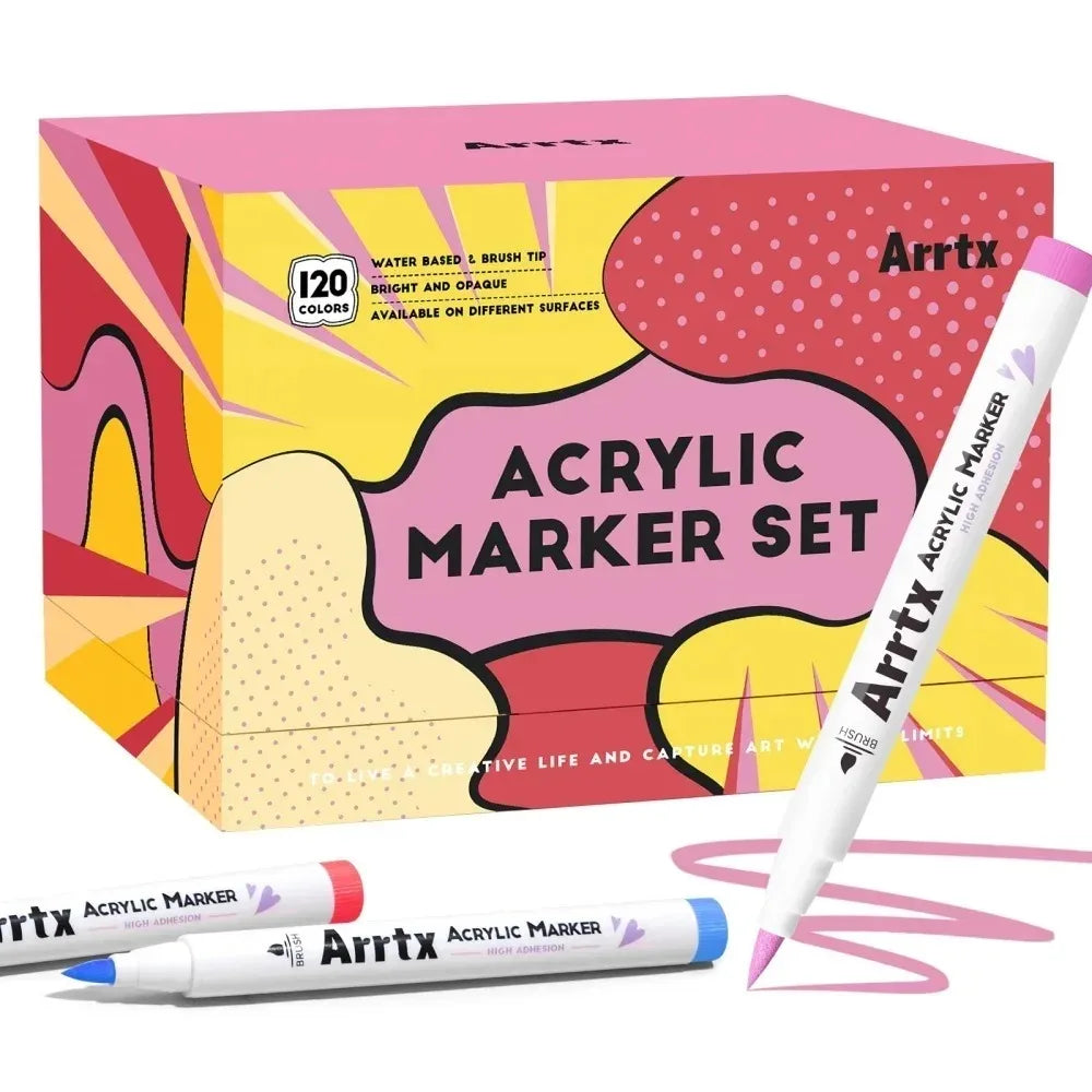 Arrtx Acrylic Markers 120 Colors Brush Tip Paint