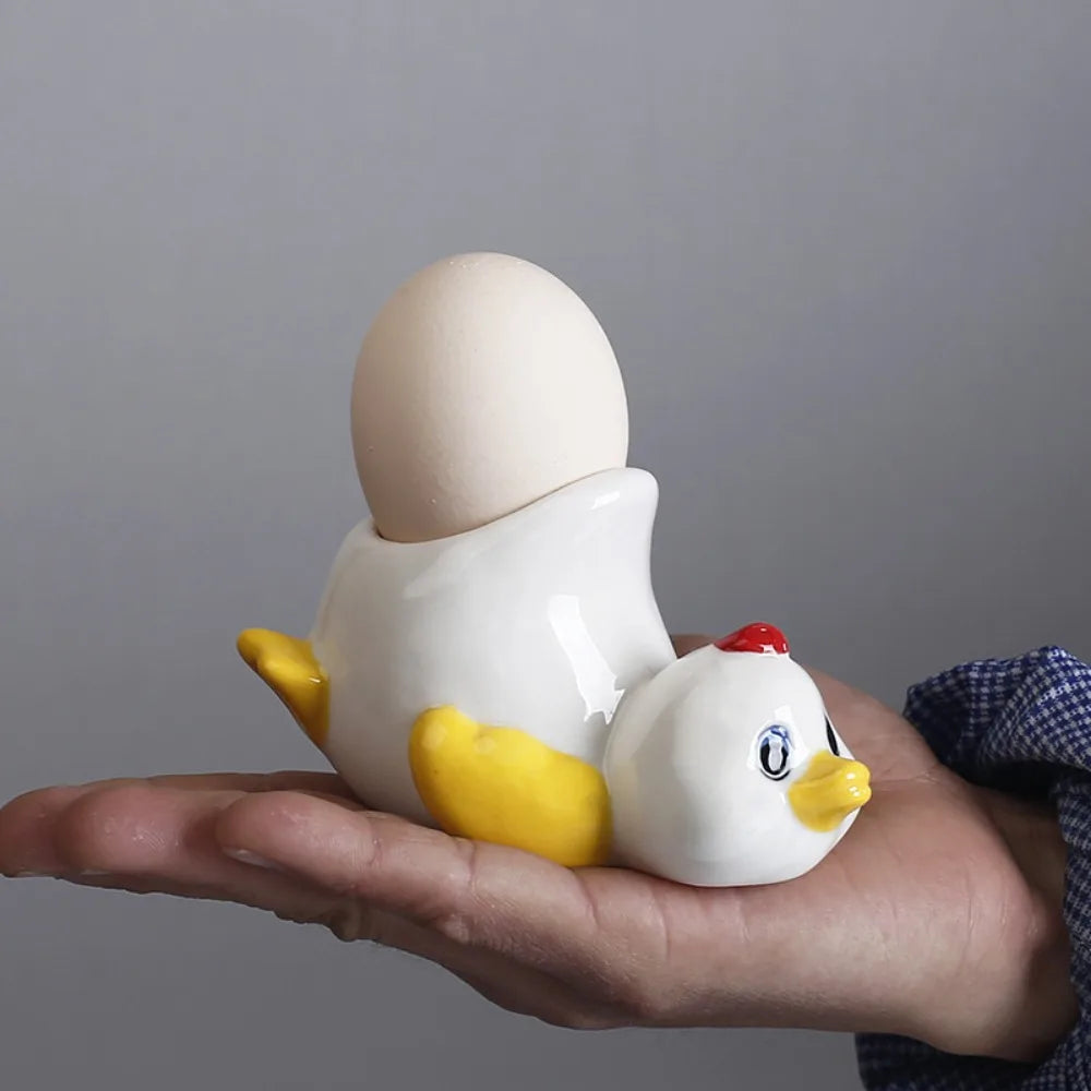 Ceramic Chicken Egg Cup Holders Funny Animal Creative