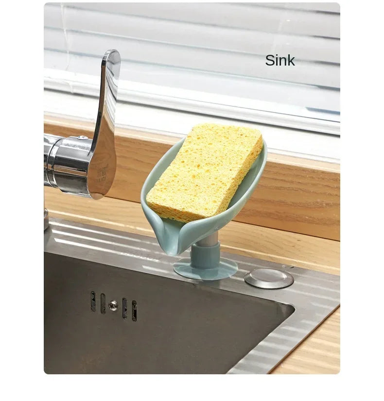 Drain Soap Holder Leaf Shape Soap Box Suction