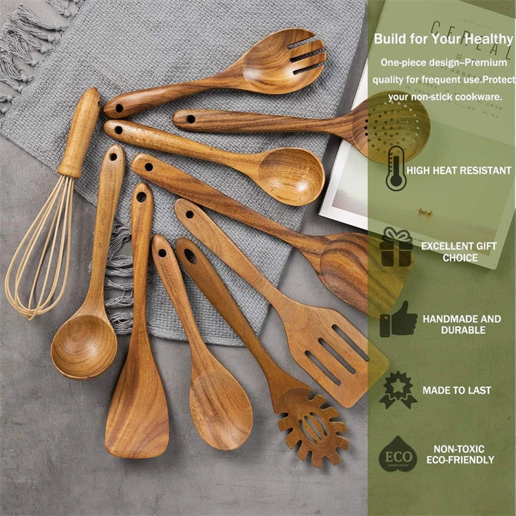 Wooden Utensil Natural Acacia Wood Cooking Utensils Durable