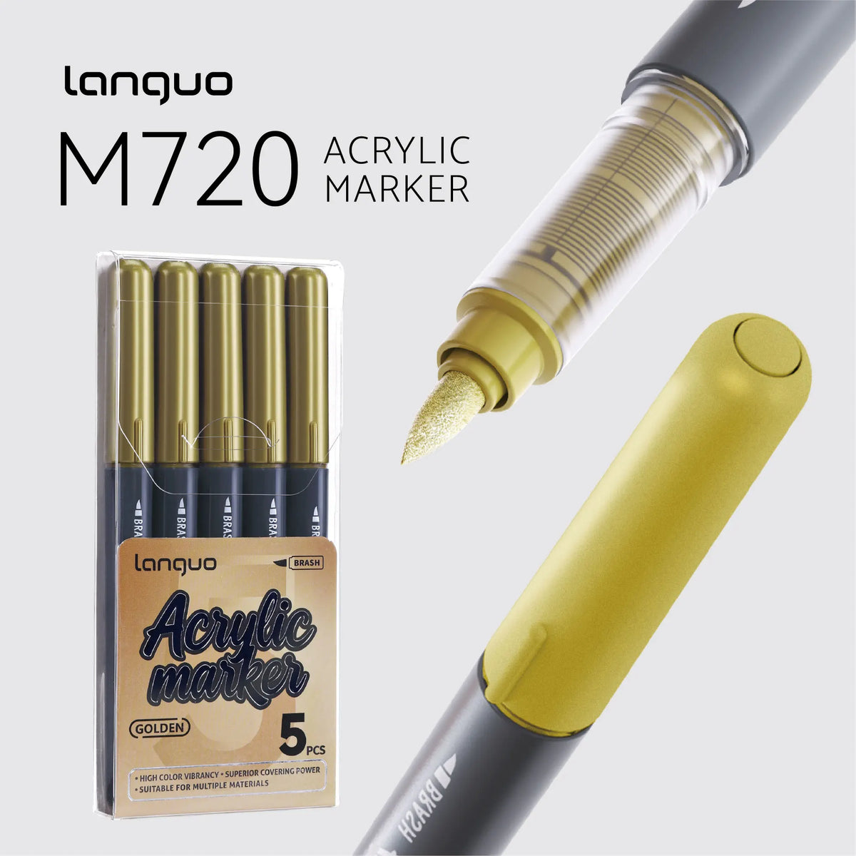 Languo 9pcs/Box Soft Brush Acrylic Marker Pen Diy