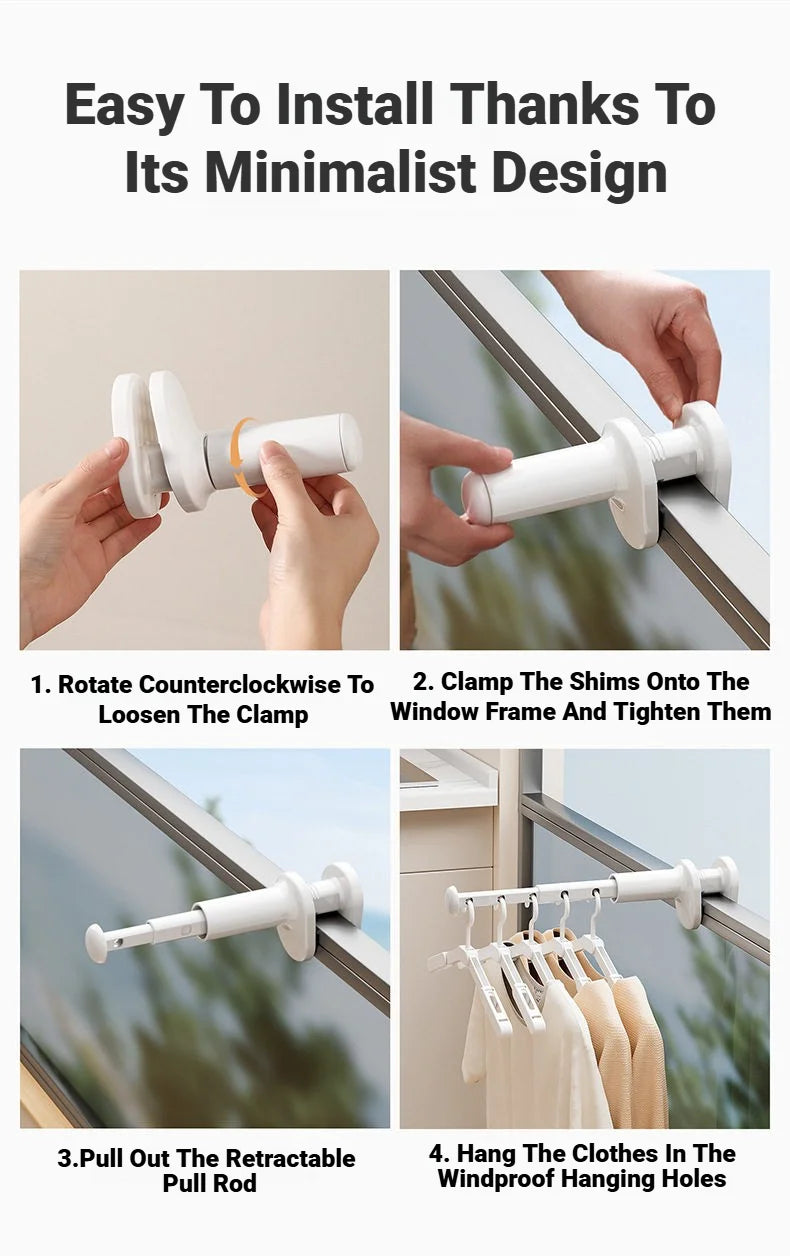 Retractable Clothes Drying Rack Folding Balcony Drying Pole
