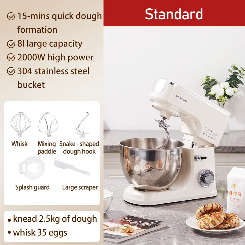 Sunatur 8l Stand Mixer 2000w Stainless Steel Bowl