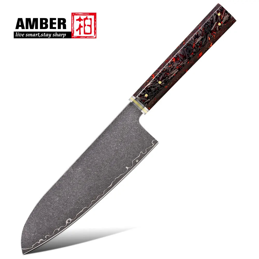 Knife 1-6pc Damascus 3-Layer Cladding Steel Knives Professional