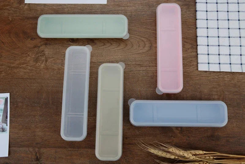 Travel Tableware Storage Box Transparent Cover Utensil Organizer