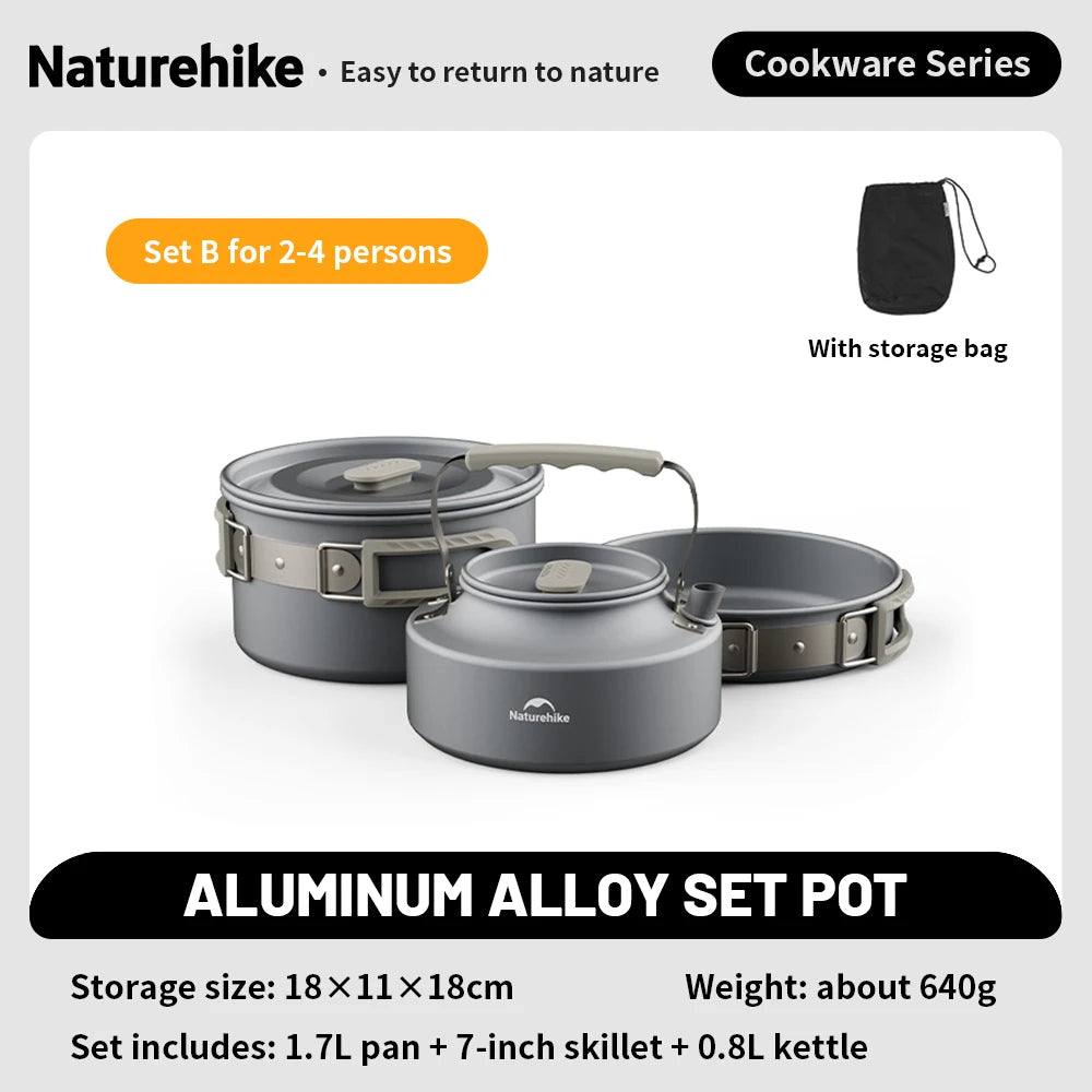 Naturehike Camping Cookware Kit Outdoor Frying Pan Kettle