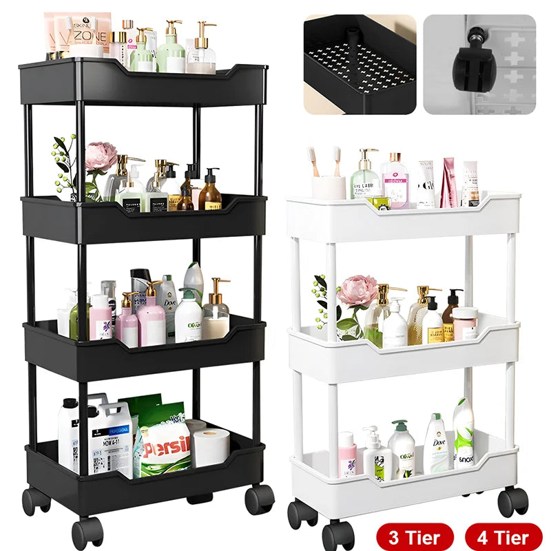 3/4 Tier Mobile Organizer Cart Wheels Rolling Cart