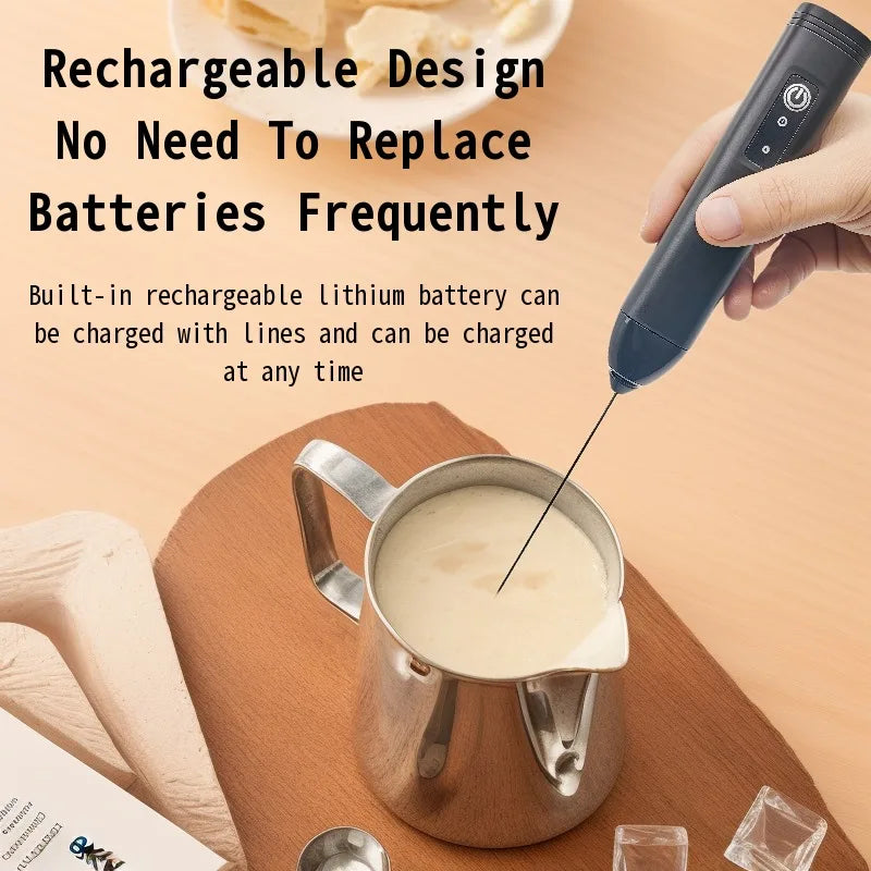 Electric Milk Frother Egg Beater Wireless Type-C Charging