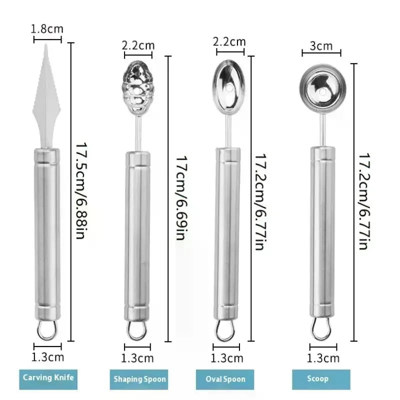 1pcs Fruit Carving Spoon Stainless Steel Waviness Baller