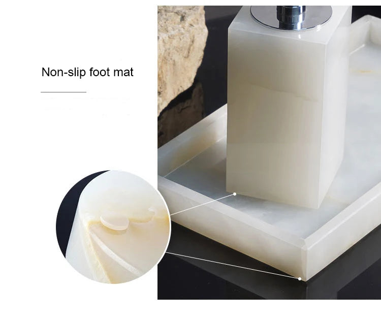 White Onyx Natural Marble Bathroom Luxury Soap Dispenser