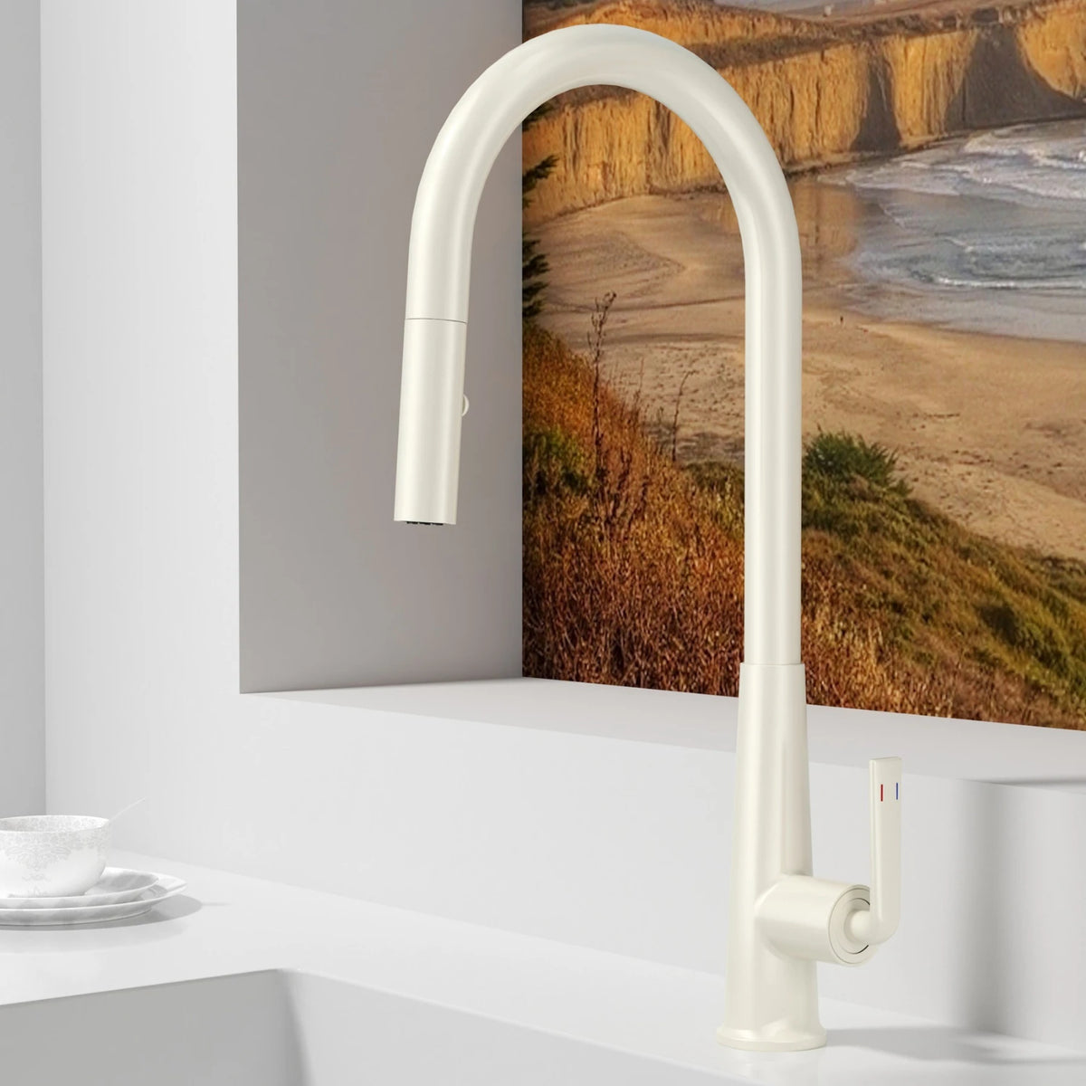 Brushed Gold Faucet Pull Out Sprayer Cold Water