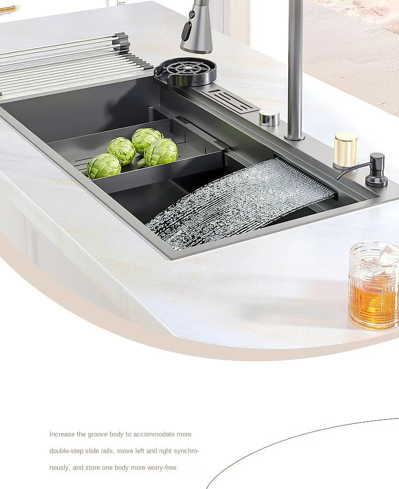 Waterfall Sink Nanometer 304 Stainless Steel Large Slot