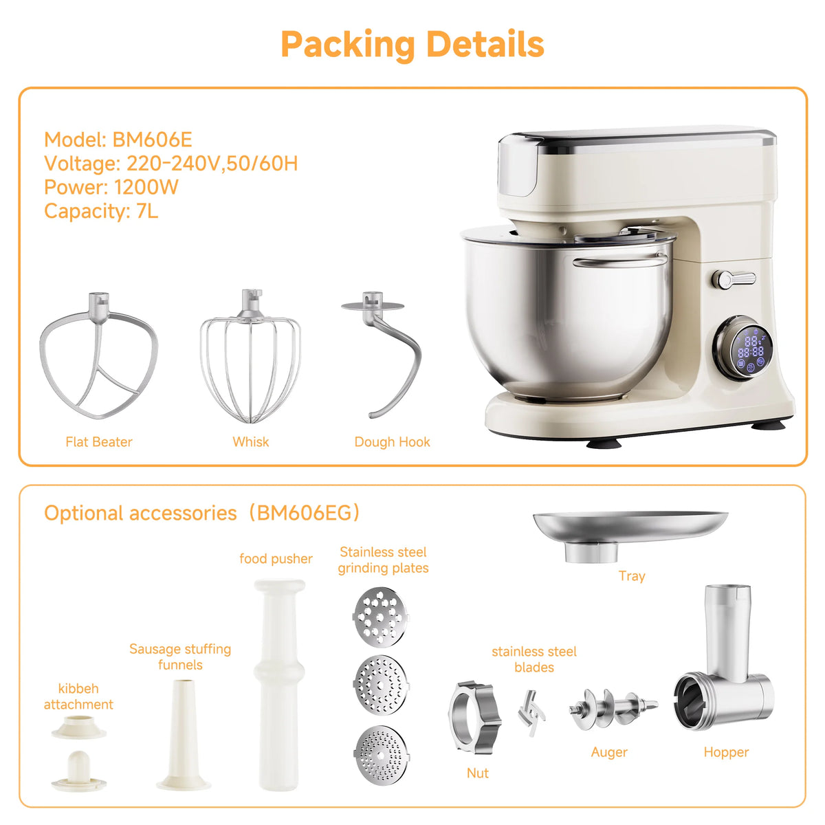 Biolomix 7l Food Mixers Baking 1200w Dc Motor