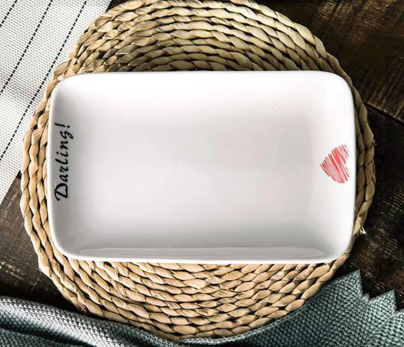 Rectangular Dish Plate Ceramic Tableware Net Red Wind
