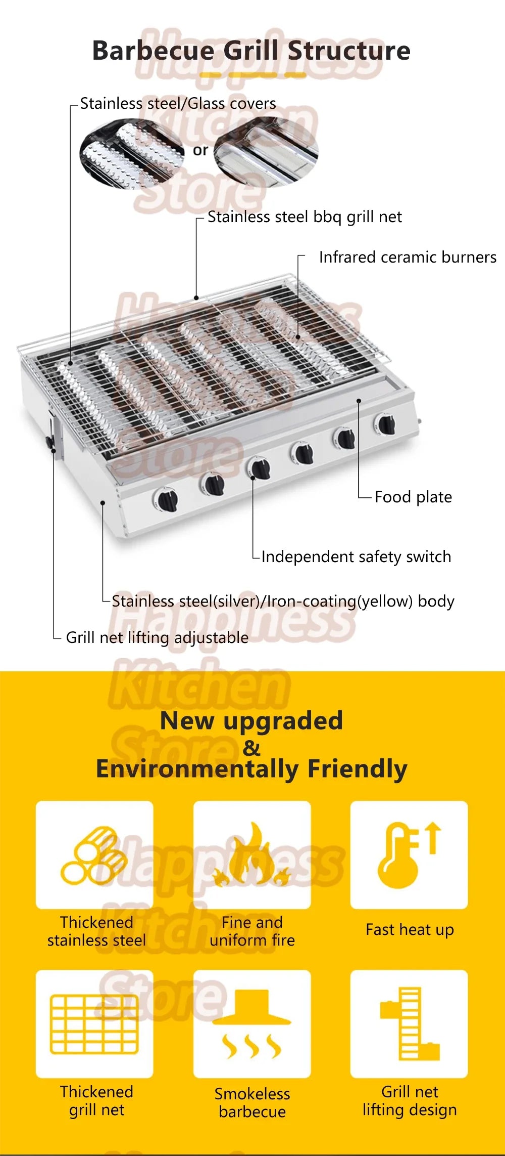 Commercial Bbq Grill Smokeless Lpg Barbecue Stove Grill