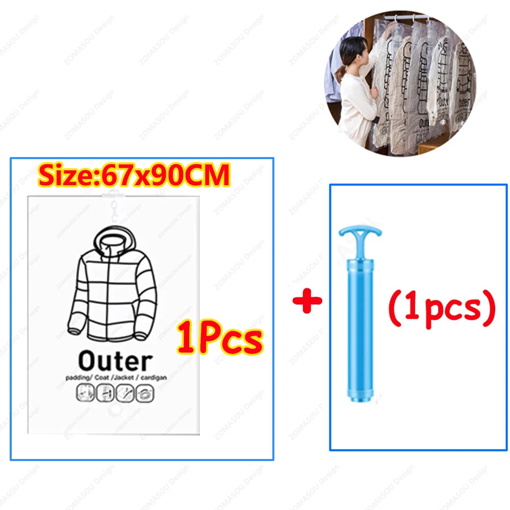 1-10pcs Hanging Vacuum Storage Bag Reusable Space Saver