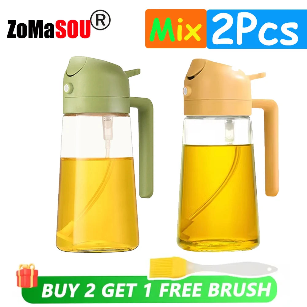 1-4pc 2-In-1 Sprayer Pourer Oil Empty Bottle Plastic