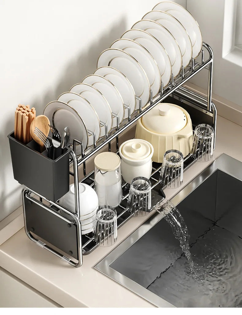Dish Drying Rack Narrow Sink Side Countertop Dish